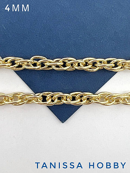 Цепочка кордовая 4мм, 50см, позолота, СН233