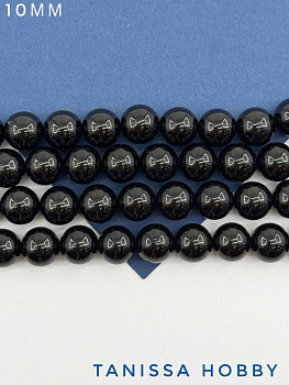 Жемчуг Майорка, черный, Porcelain Black, 10мм, нить, МА203