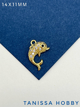 Подвеска рыба, дельфин, позолота, Р536