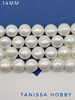 Жемчуг Майорка, монетка, 14мм, белый, штука, МА072