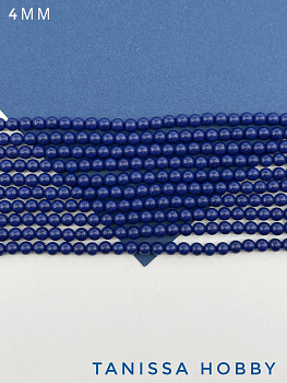 Жемчуг Майорка, синий, Porcelain Blue, 4мм, нить, МА204