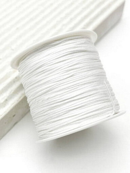 Шнур шамбала нейлоновый для браслетов 0,8мм белый, 2м. ПР31
