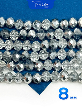 Хрусталь Рондели 8мм, серебро, нить. Х107