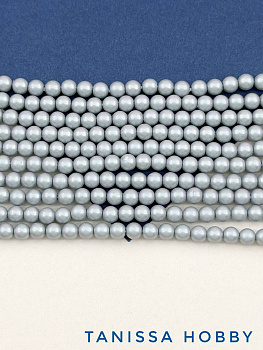 Жемчуг Майорка, серо-голубой, 4мм, нить, МА284