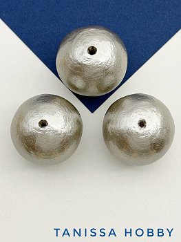 Хлопковый жемчуг 30мм, серый, серебро, Япония, ЖХ22