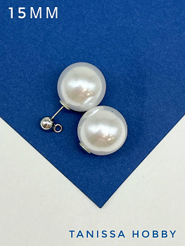 Заглушки для пусет, джекеты, 16мм, белый майорка, родий, Е424