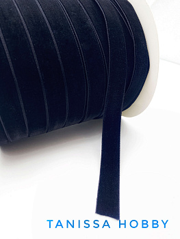 Лента бархатная черная 15мм, 1метр. Л10