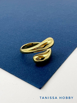 Кольцо капли, безразмерное, позолота, У056