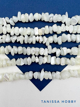 Перламутр морской, бусины, галтовка 8мм, нить, ПМ076