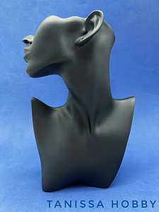 Манекен женская голова для сережек и ожерелья/ Черный М02