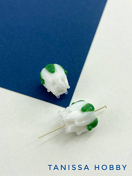 Бусина бутон белый цветок, лэмпворк, 13мм, штука, Х259