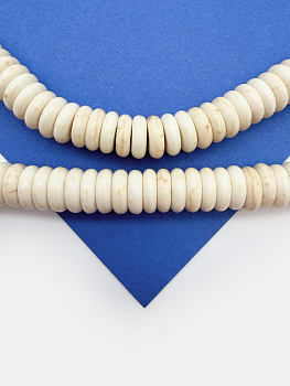 Говлит бусины рондели имитация бирюзы, 10х3мм, нить, Б156