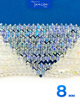 Хрусталь Биконус, плоский, прозрачный ультра АВ, 8мм, нить, Х357