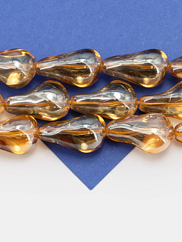 Хрусталь бусина Барочный жемчуг, золото топаз АВ, 22х13мм, штука, Х224