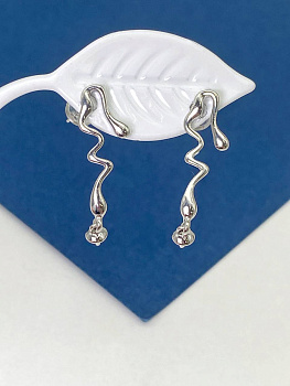 Швензы пусеты, основа для вклейки, родий, ШВ129