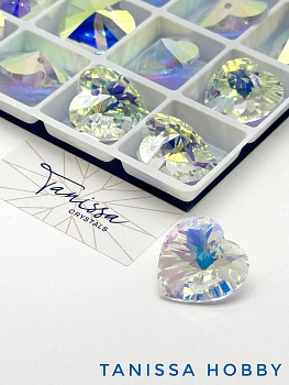 Подвеска кристалл сердце, Crystal AB, 18мм, Tanissa Crystals, СТ367