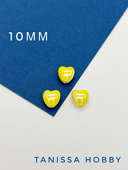 Бусина желтая фарфоровое сердце, керамика, 10мм, ШТУКА, П157