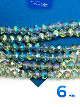 Хрусталь Рондели 6мм, сизый АВ, нить. Х042