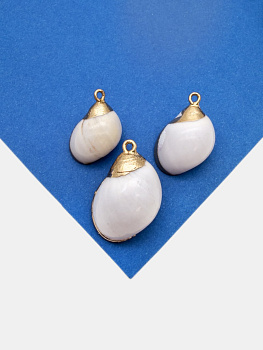 Подвеска ракушка, белый, 25-28мм, позолота, ПМ215