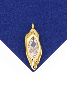 Подвеска капля, фианит наветт позолота, А235