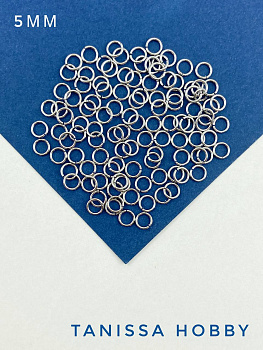 Соединительные колечки 5мм, толщина 0,7мм, родий, 5гр (110шт), ОПТ032