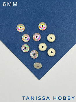 Стразы пришивные CrystalAB, 6мм, 10шт. СТ215