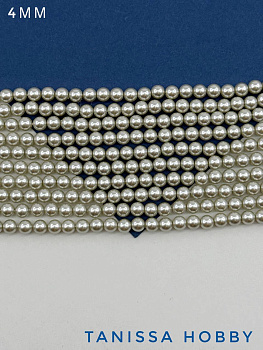 Жемчуг Майорка, серебро, Silver, 4мм, нить, МА220