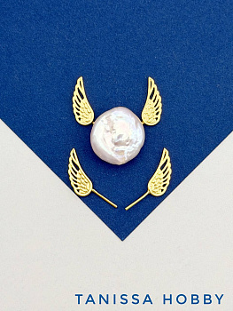 Крылья для вклейки, 15х6мм, ПАРА, позолота, В520