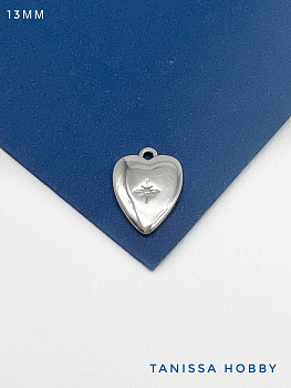Подвеска сердце с фианитом, родий, А816