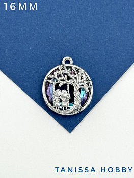 Подвеска дети, рондель Vitrail light, родий, Д137