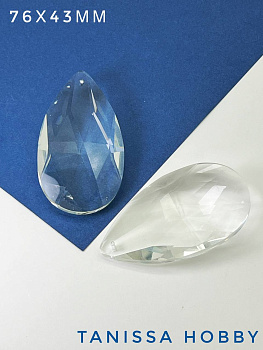Подвеска капля, интерьерный кристалл, 76х43мм, хрусталь, ЛС053