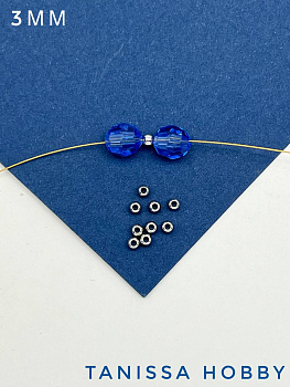 Разделители для бусин 3мм, родий. Ю.Корея. М115