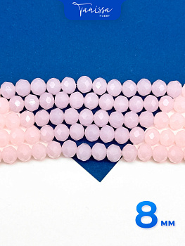 Хрусталь Рондели 8мм, розовый опал, нить. Х058