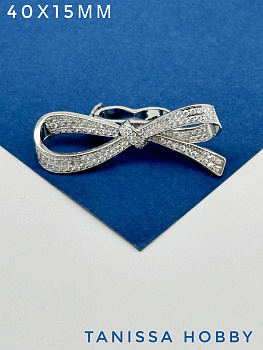 Замок коннектор Бантик на 2 нити многорядный, родий, К114