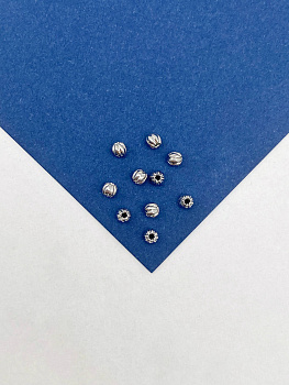 Разделительные бусины граненый шар 3мм, 10 штук, родий, РА014