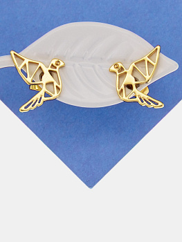 Швензы пусеты птица, голубь мира, позолота, 734