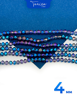 Хрусталь Рондели 4мм, сизый фиолетовый АВ, нить, Х134