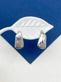 Швензы с фианитами, английский замок, родий, ШВ215