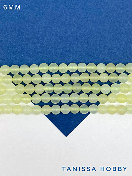 Кварц светло-зеленый, нефрит имитация, бусины круглые 6мм, 1/2 нити, Б118