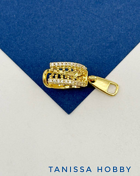 Кафф молния с замочком, позолота, Е234