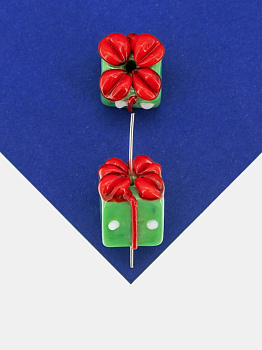 Бусина подарок зеленый, лэмпворк, 15мм, штука, Х285