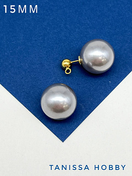 Заглушки для пусет, джекеты, 15мм, серый, позолота, Е432