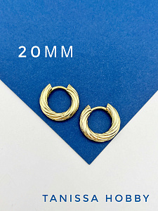 Швензы конго витые, кольца, бублики 20мм, позолота, Корея, 938