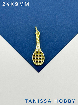 Подвеска теннис ракетка, позолота, С632