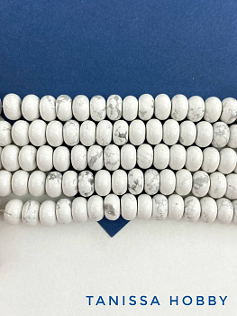 Турквенит белый, бусины кукуруза рондель, 5х8мм, 1/2 нити, Б194