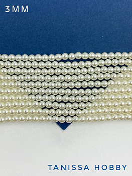 Жемчуг Майорка, круглый, 3мм, кремовый, нить, МА233