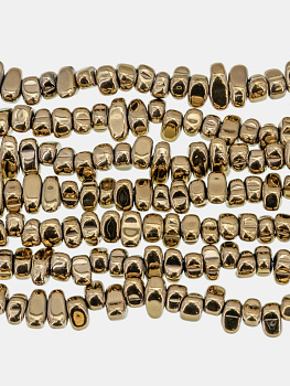 Гематин гематит крошка галтовка фриформ, 5-10 мм, золотой, нить, ГТ156