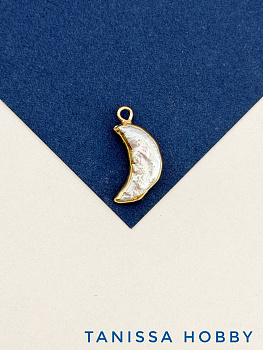 Жемчуг культивированный подвеска луна месяц, 20х10мм, позолота, Ж117