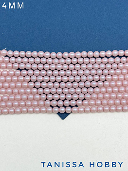 Жемчуг Майорка, сиреневый розовый, Iridescent Light Rose, 4мм, нить, МА105