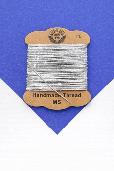 Нить для жемчуга и камней, 0,8мм, серебро металлик, люрекс, катушка 5м, Ц086